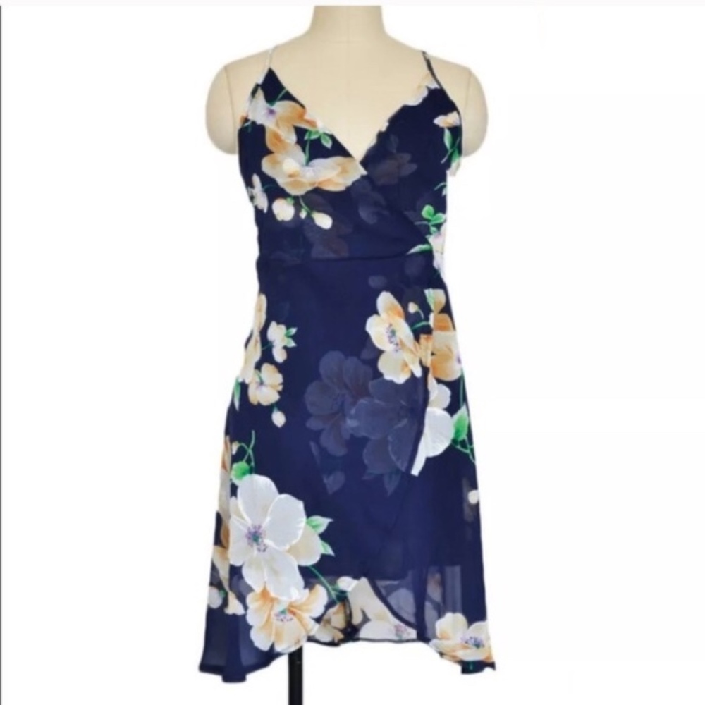 Chiffon Floral Blue Dress - Picture 5 of 5